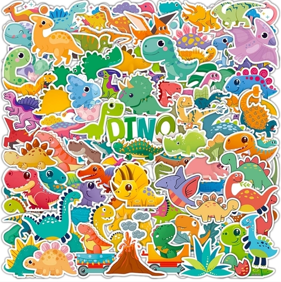 100 pc Colorful Dinosaur Sticker Set for Kids - Picture 1 of 2